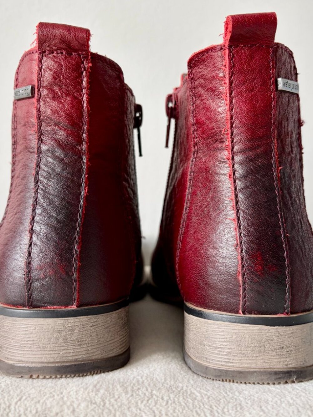 Josef Seibel Burgundy Leather Waterproof Ankle Boots - Picture 4 of 16
